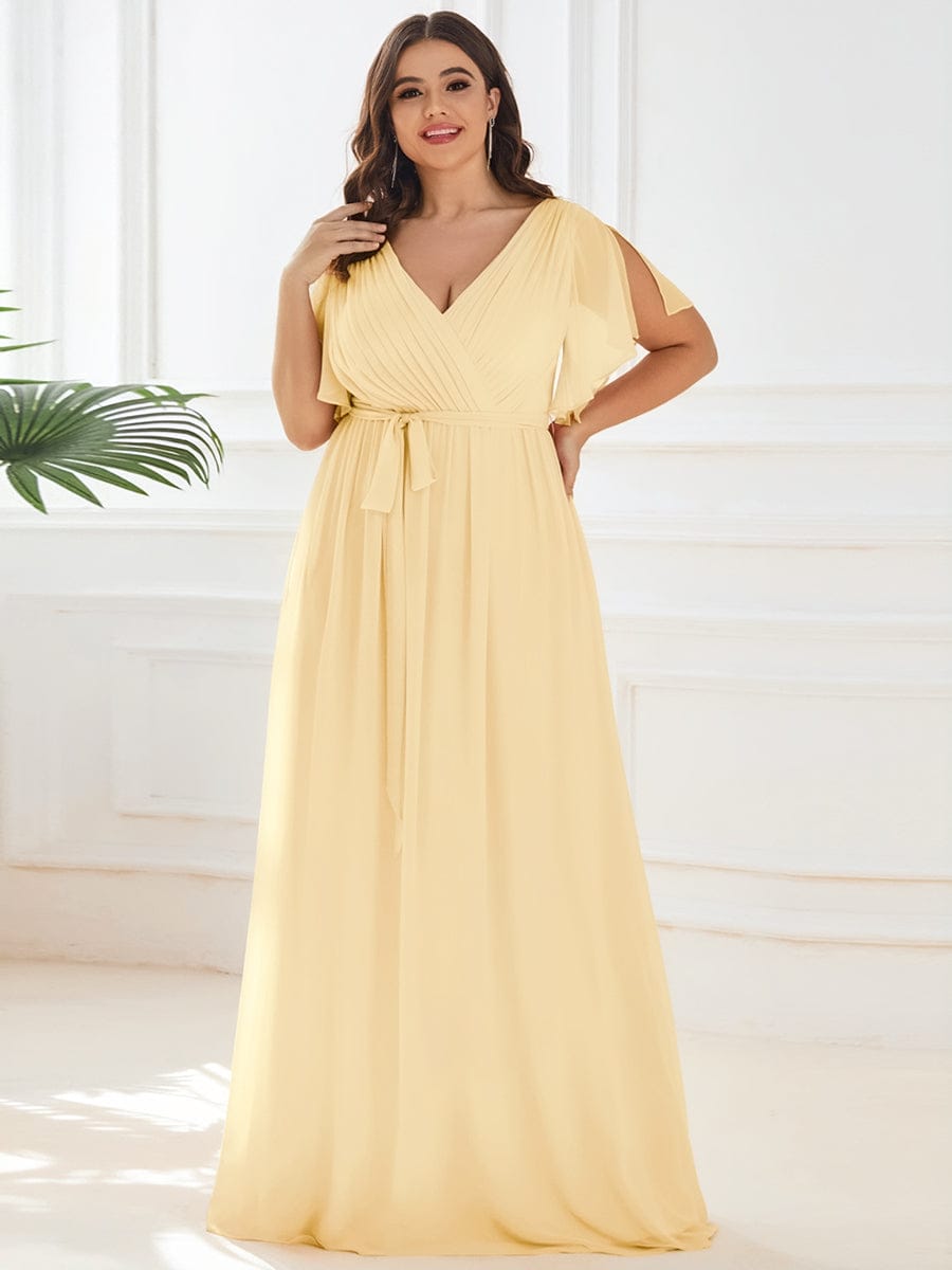Chiffon V-Neck Maxi A-Line Evening Dress for Women