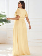 Chiffon V-Neck Maxi A-Line Evening Dress for Women