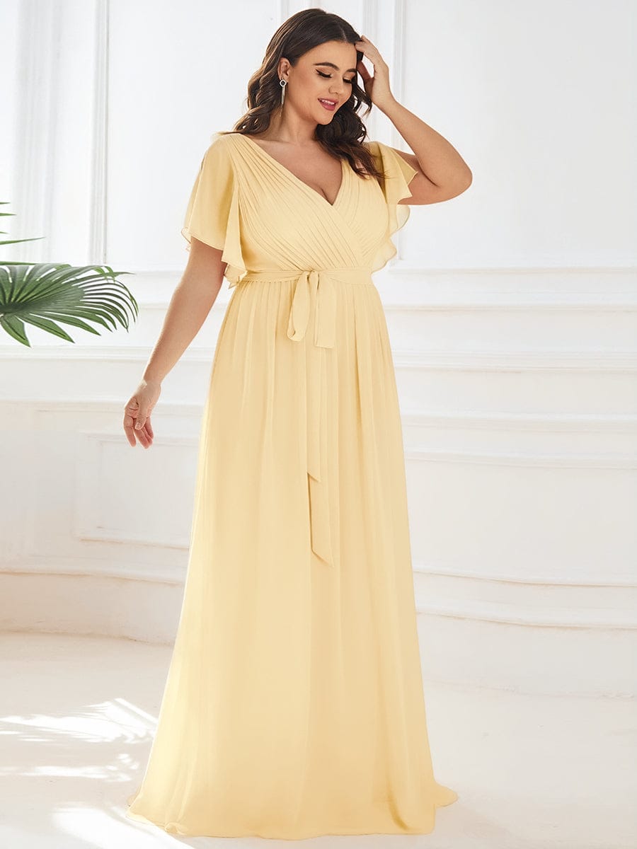 Chiffon V-Neck Maxi A-Line Evening Dress for Women