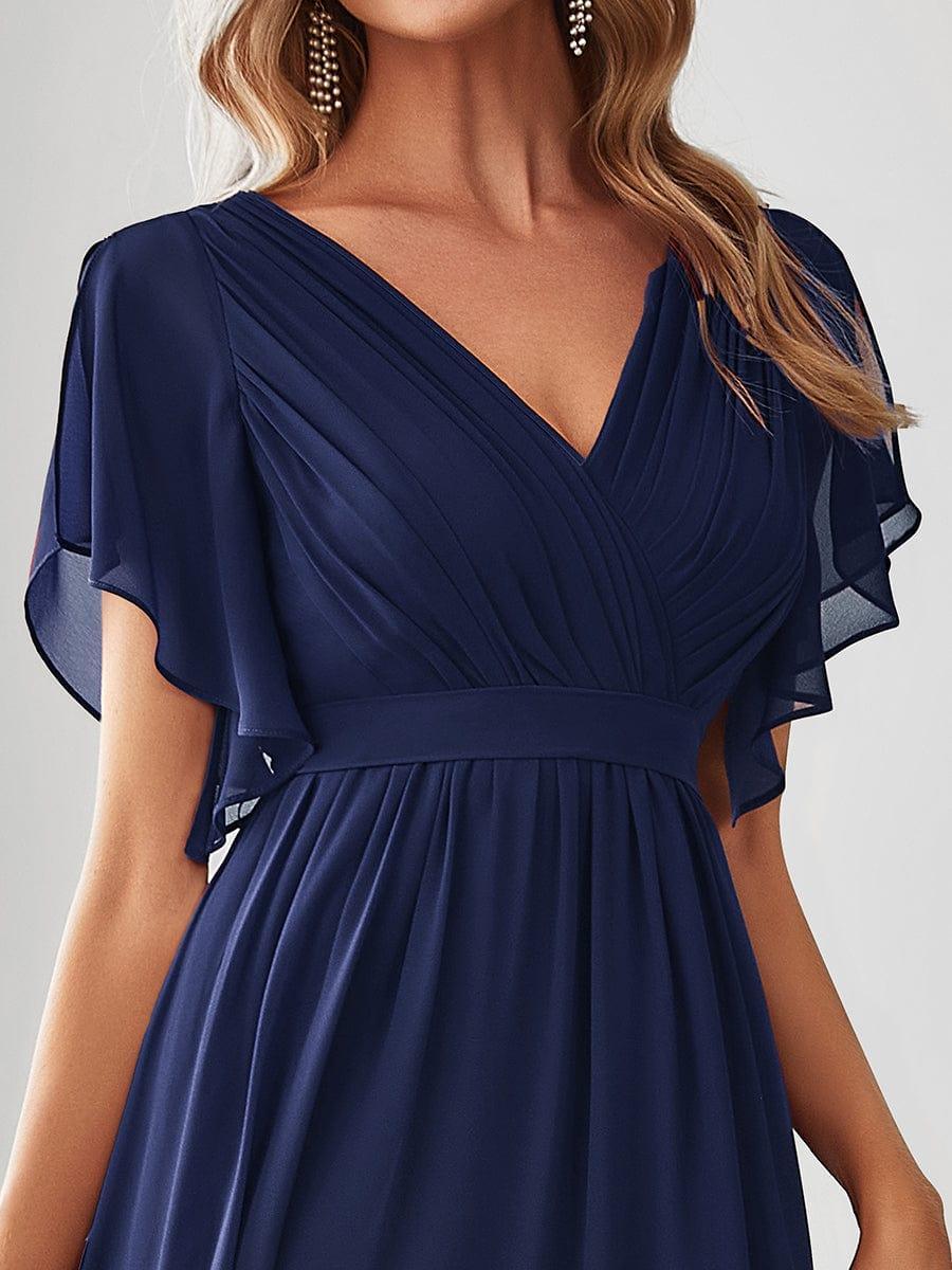 Chiffon V-Neck Maxi A-Line Evening Dress for Women