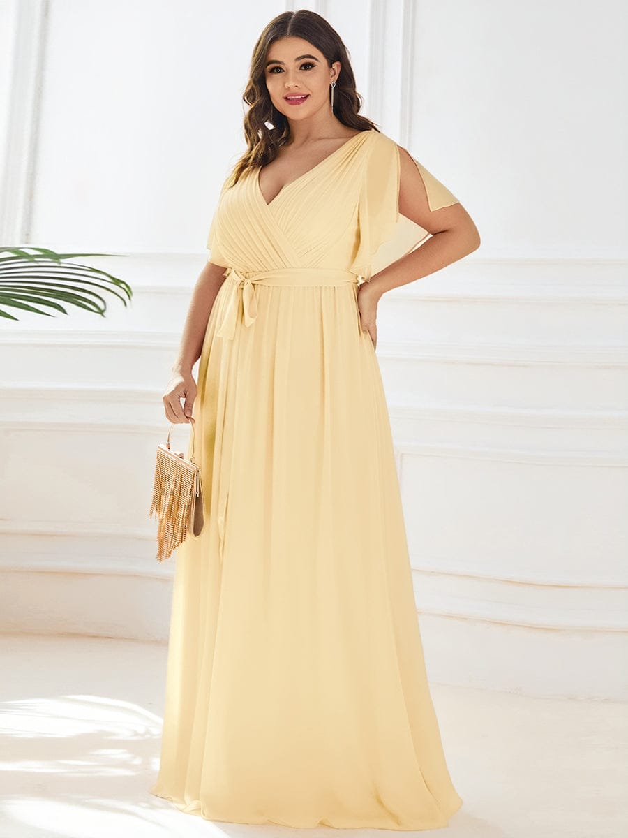 Chiffon V-Neck Maxi A-Line Evening Dress for Women