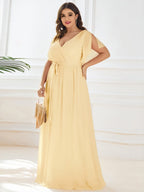 Chiffon V-Neck Maxi A-Line Evening Dress for Women