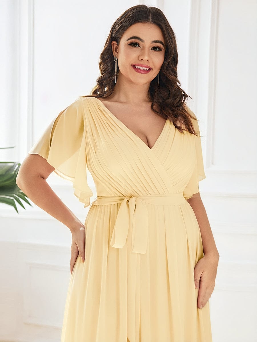 Chiffon V-Neck Maxi A-Line Evening Dress for Women