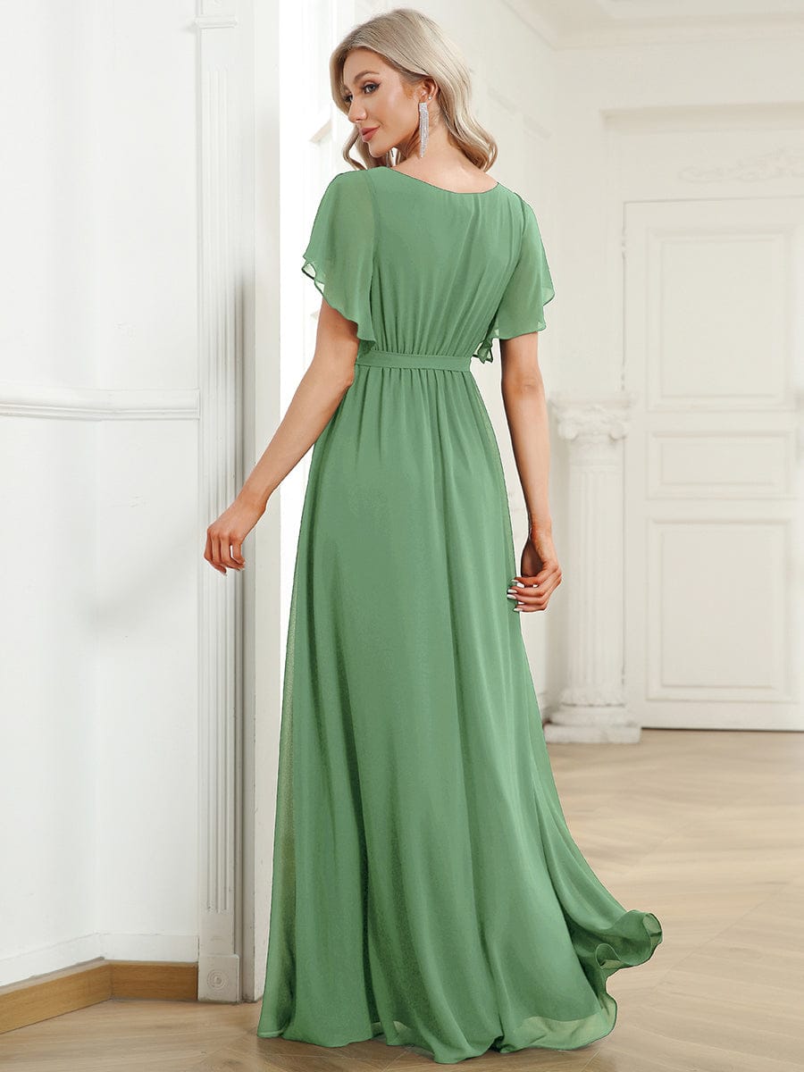 Chiffon V-Neck Maxi A-Line Evening Dress for Women