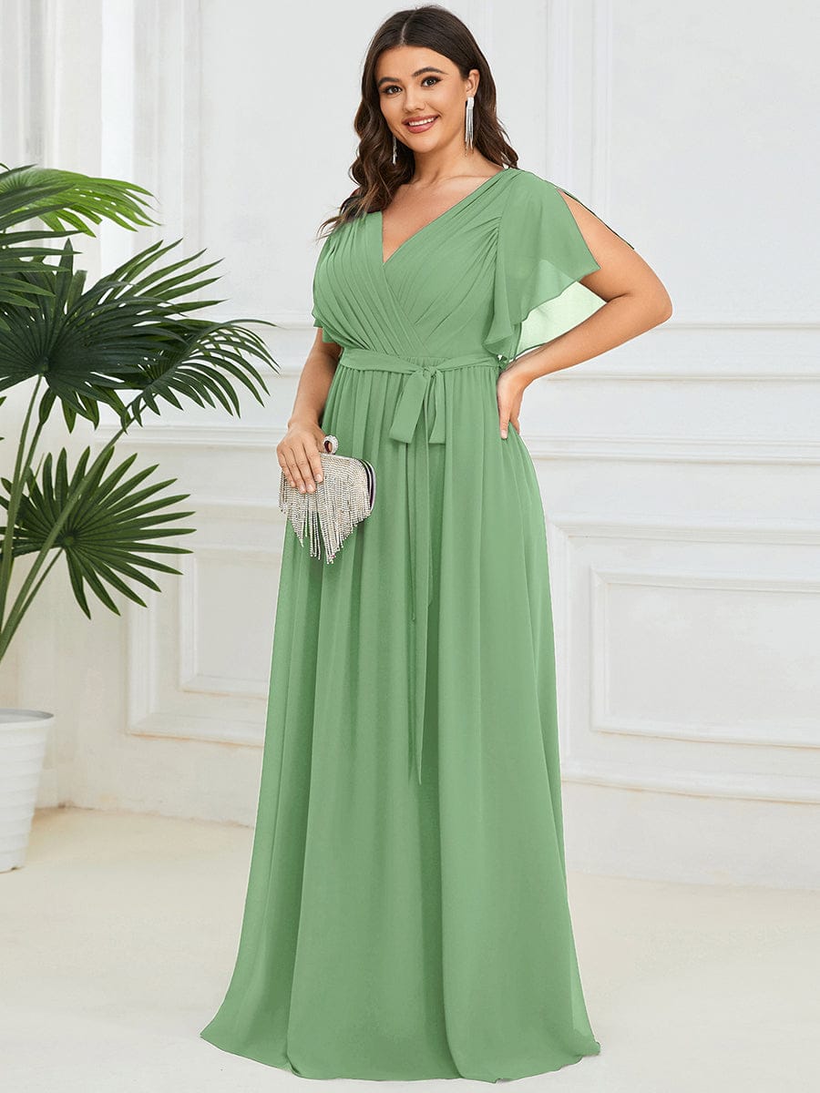 Chiffon V-Neck Maxi A-Line Evening Dress for Women