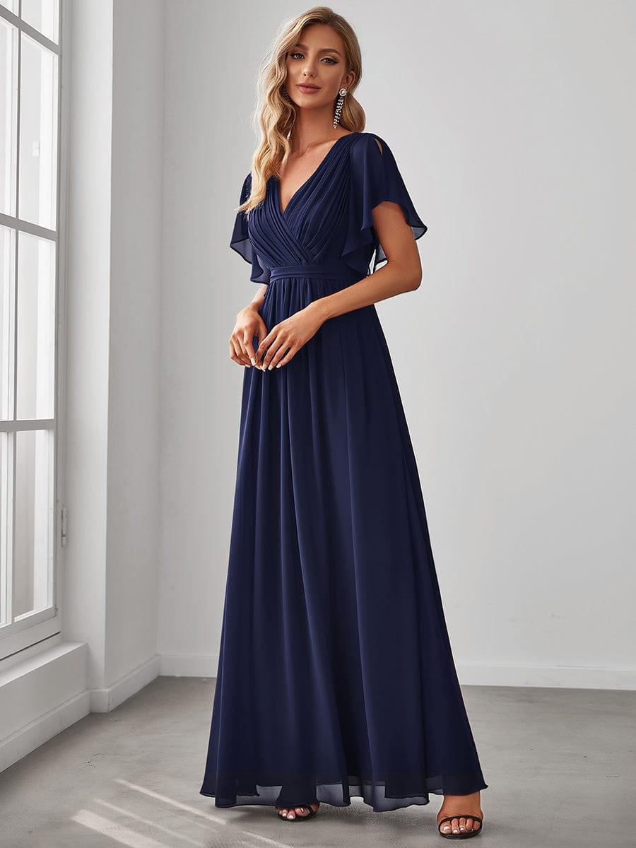 Chiffon V-Neck Maxi A-Line Evening Dress for Women