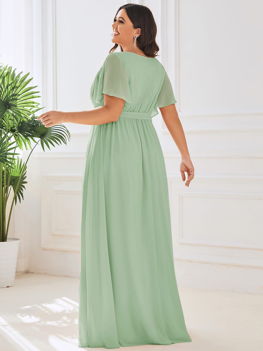 Chiffon V-Neck Maxi A-Line Evening Dress for Women