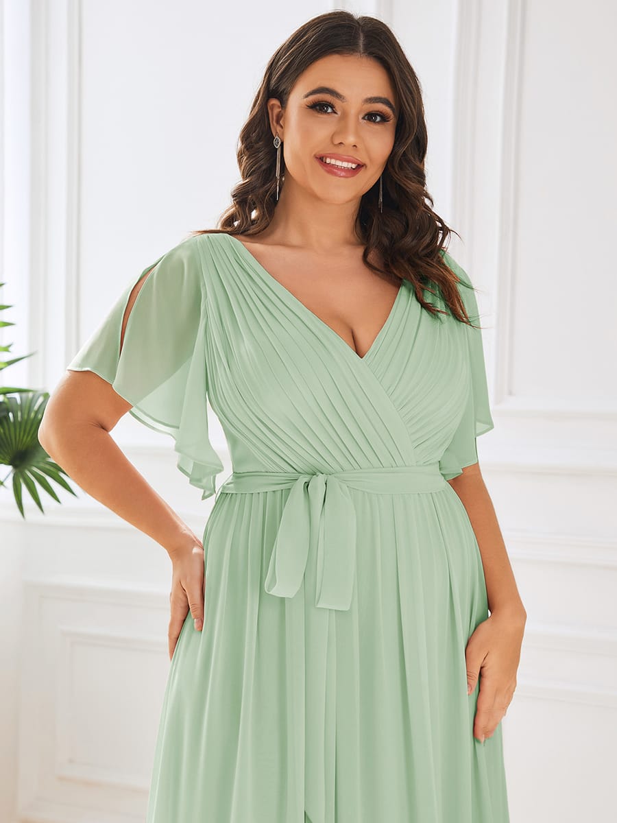 Chiffon V-Neck Maxi A-Line Evening Dress for Women