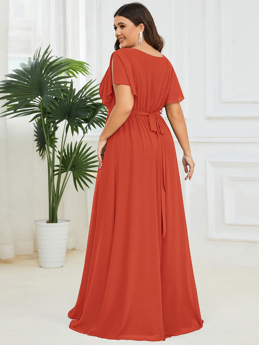 Chiffon V-Neck Maxi A-Line Evening Dress for Women