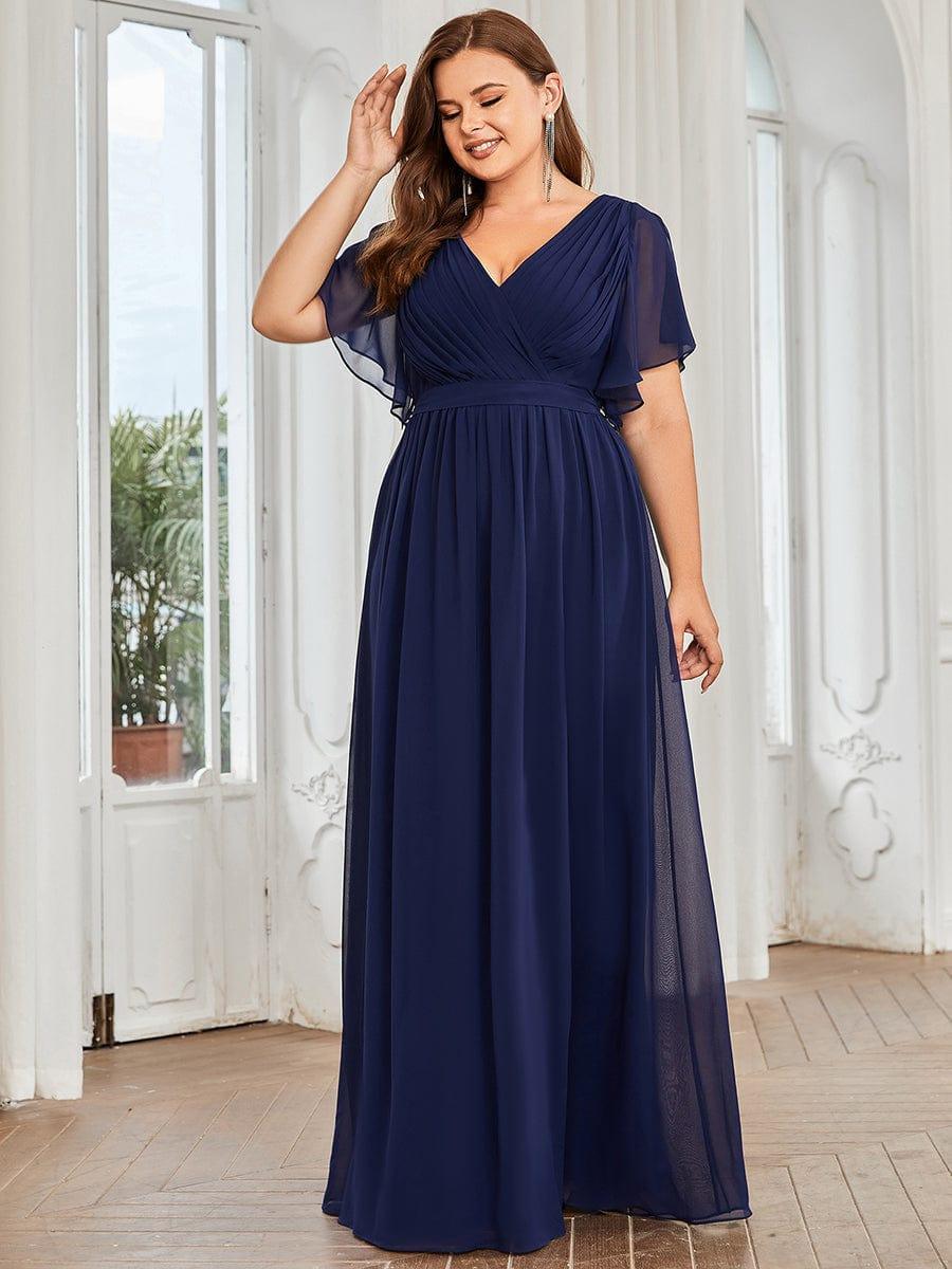 Chiffon V-Neck Maxi A-Line Evening Dress for Women