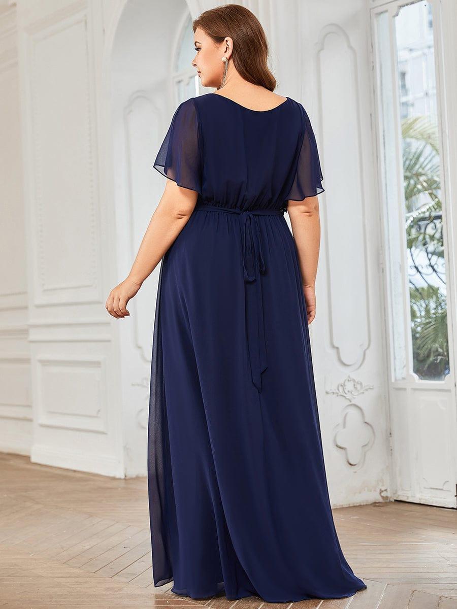 Chiffon V-Neck Maxi A-Line Evening Dress for Women