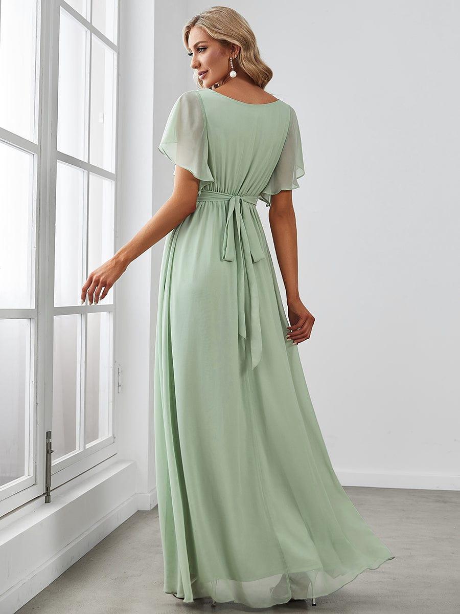 Chiffon V-Neck Maxi A-Line Evening Dress for Women