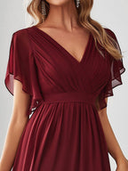 Chiffon V-Neck Maxi A-Line Evening Dress for Women