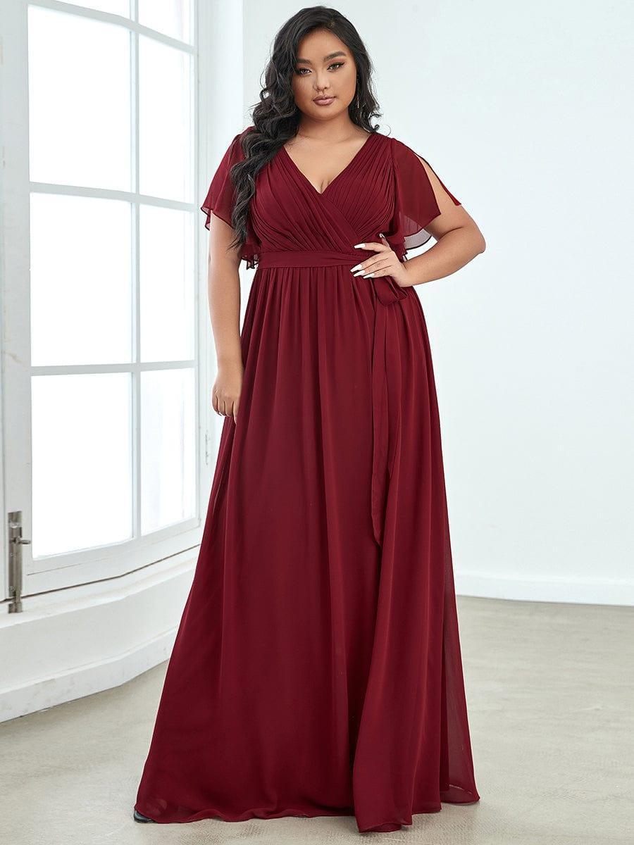 Chiffon V-Neck Maxi A-Line Evening Dress for Women