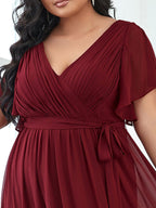 Chiffon V-Neck Maxi A-Line Evening Dress for Women
