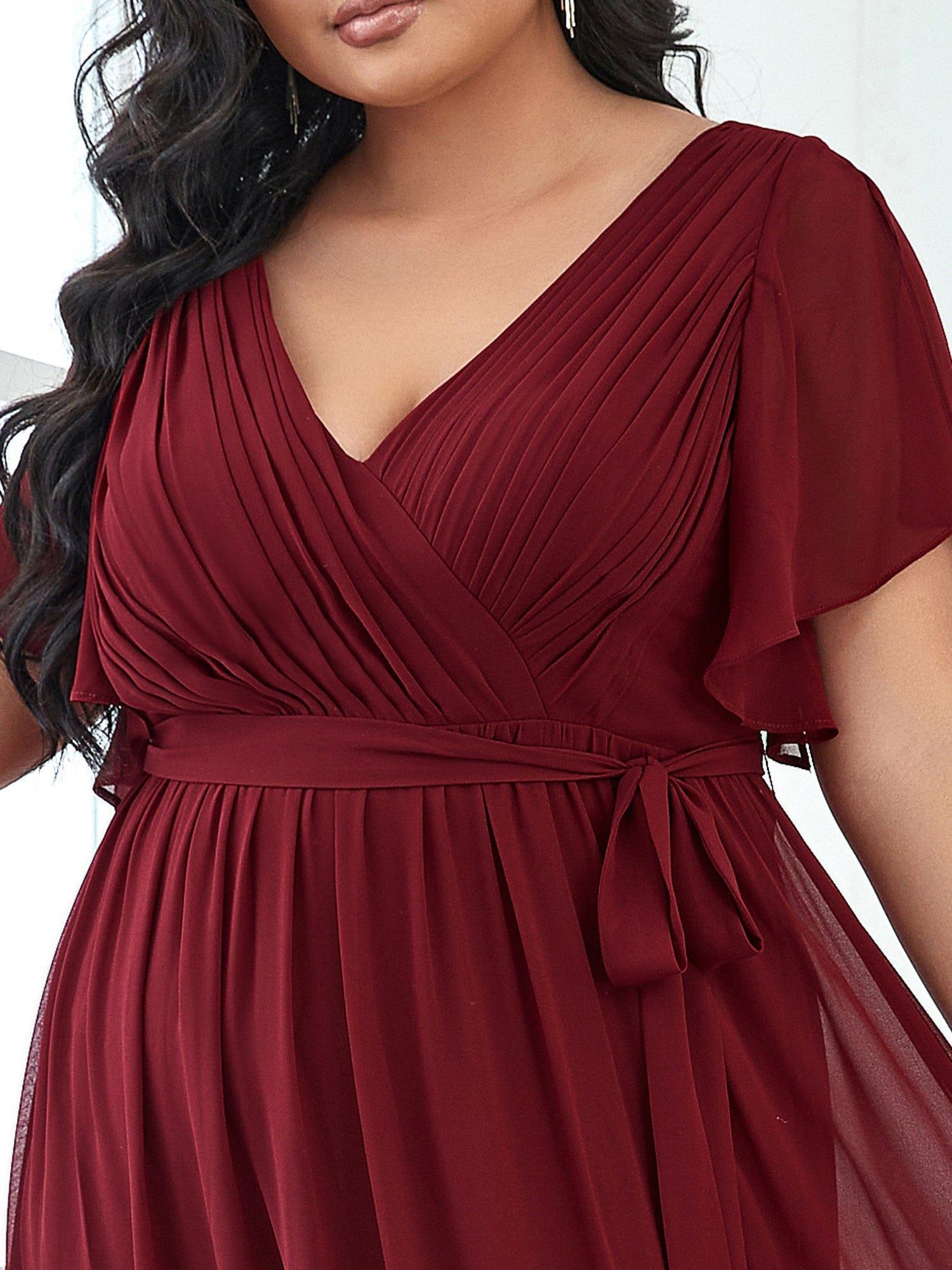 Chiffon V-Neck Maxi A-Line Evening Dress for Women
