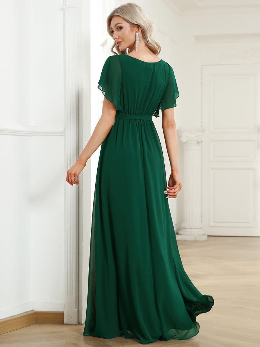 Chiffon V-Neck Maxi A-Line Evening Dress for Women