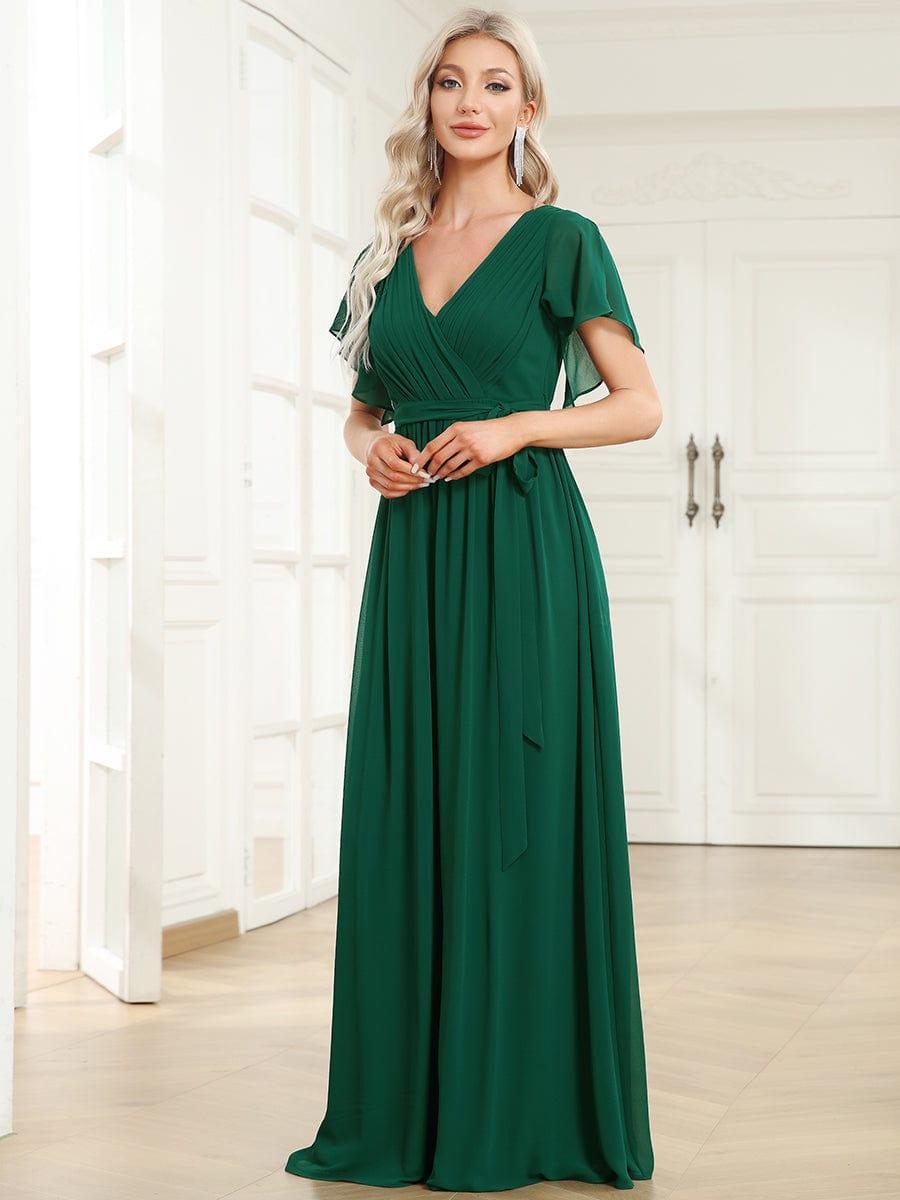 Chiffon V-Neck Maxi A-Line Evening Dress for Women