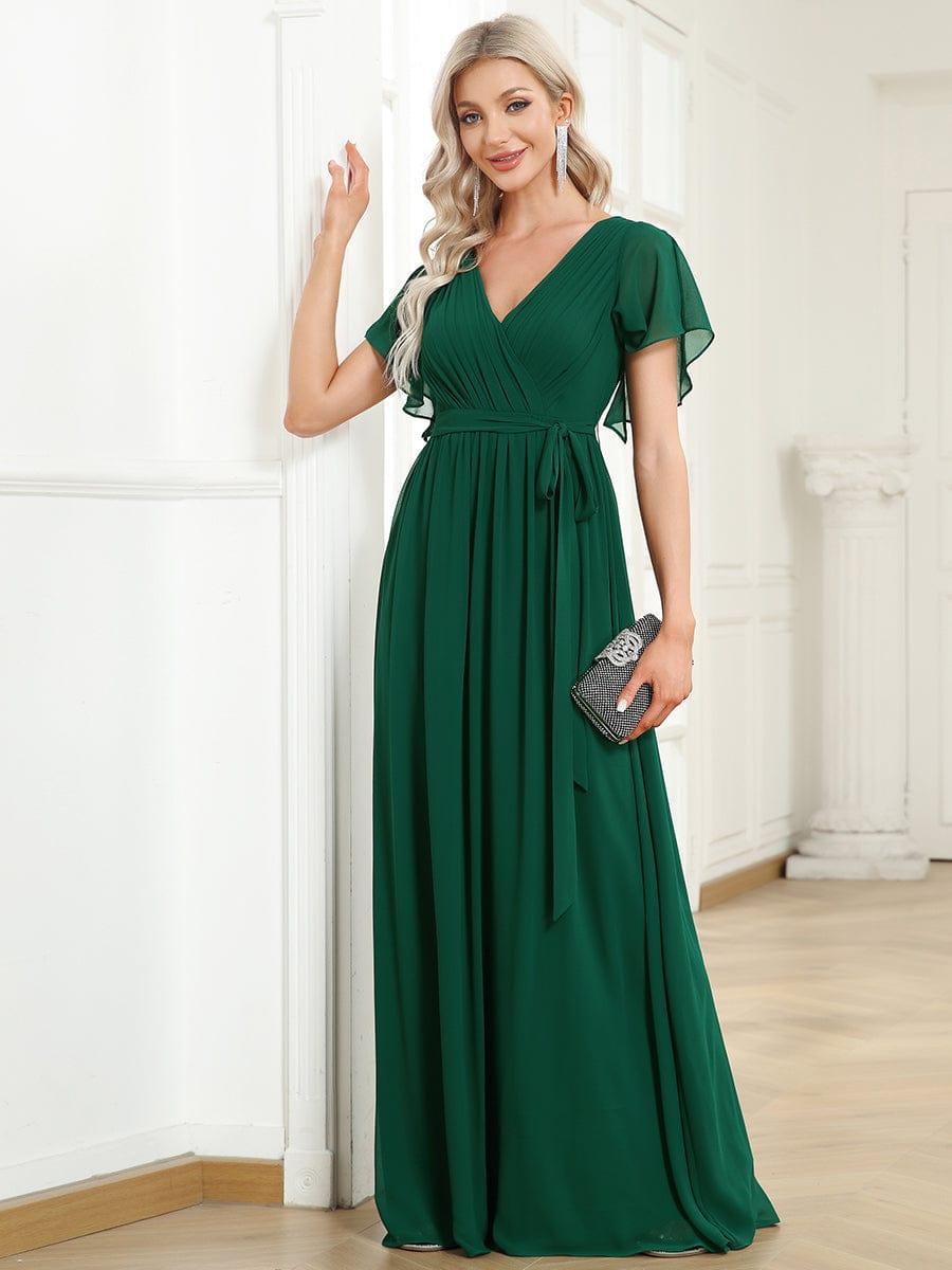 Chiffon V-Neck Maxi A-Line Evening Dress for Women