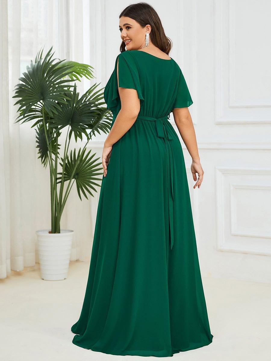Chiffon V-Neck Maxi A-Line Evening Dress for Women