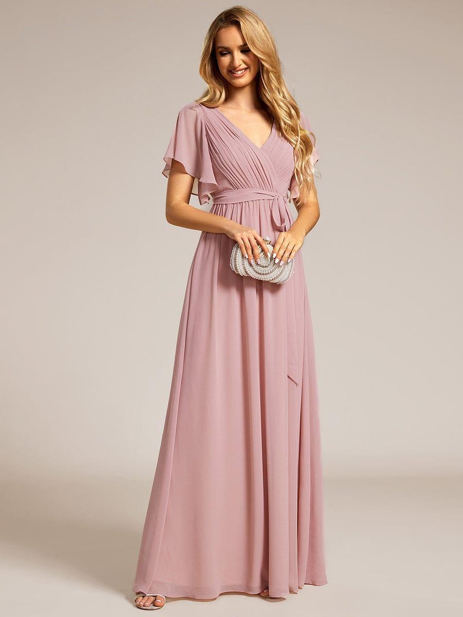 Chiffon V-Neck Maxi A-Line Evening Dress for Women