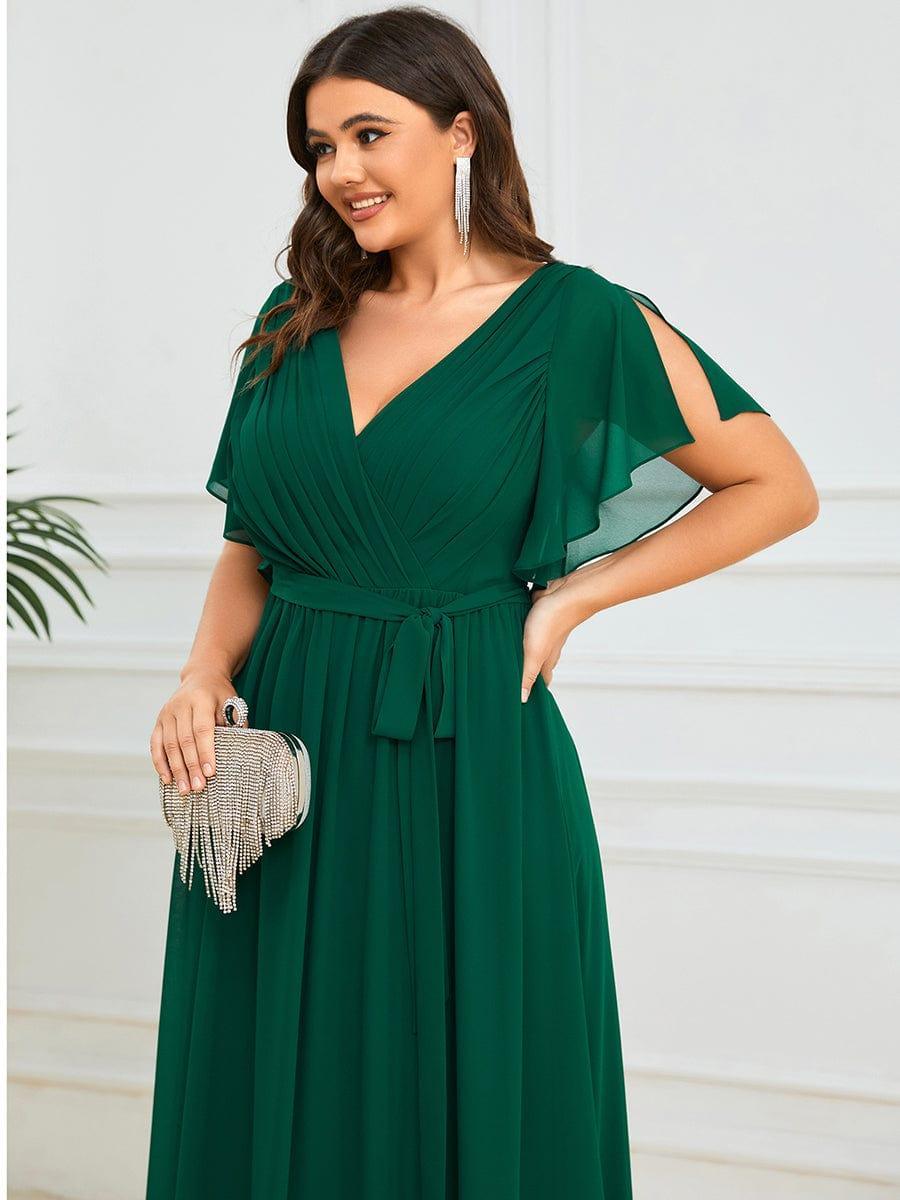Chiffon V-Neck Maxi A-Line Evening Dress for Women