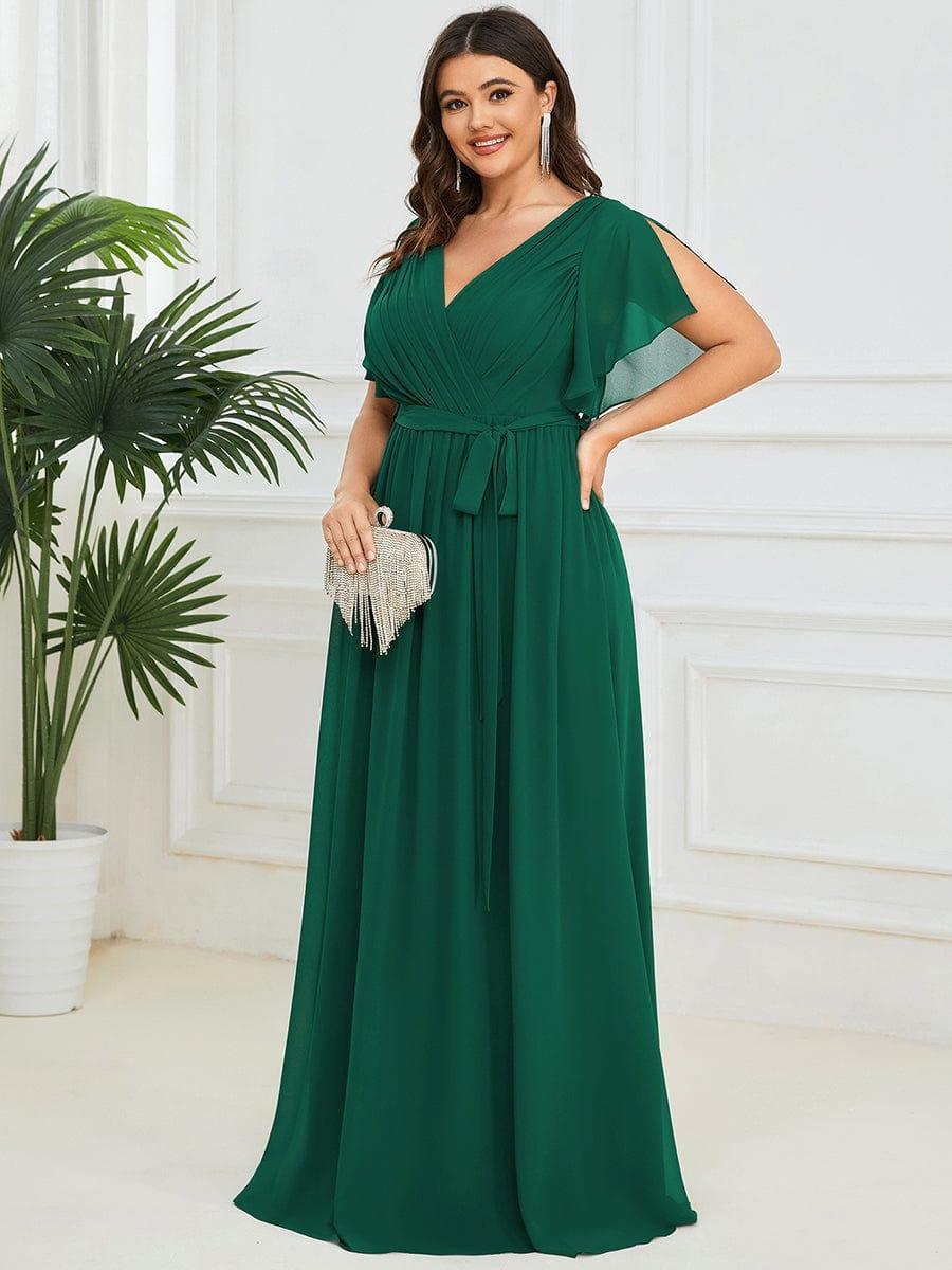 Chiffon V-Neck Maxi A-Line Evening Dress for Women