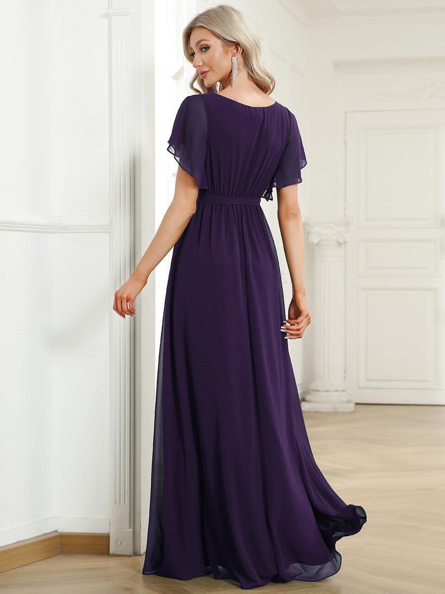 Chiffon V-Neck Maxi A-Line Evening Dress for Women