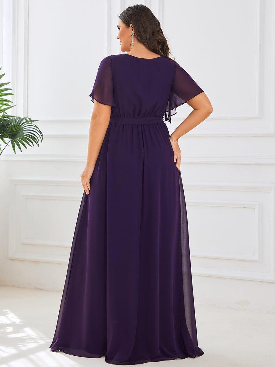 Chiffon V-Neck Maxi A-Line Evening Dress for Women