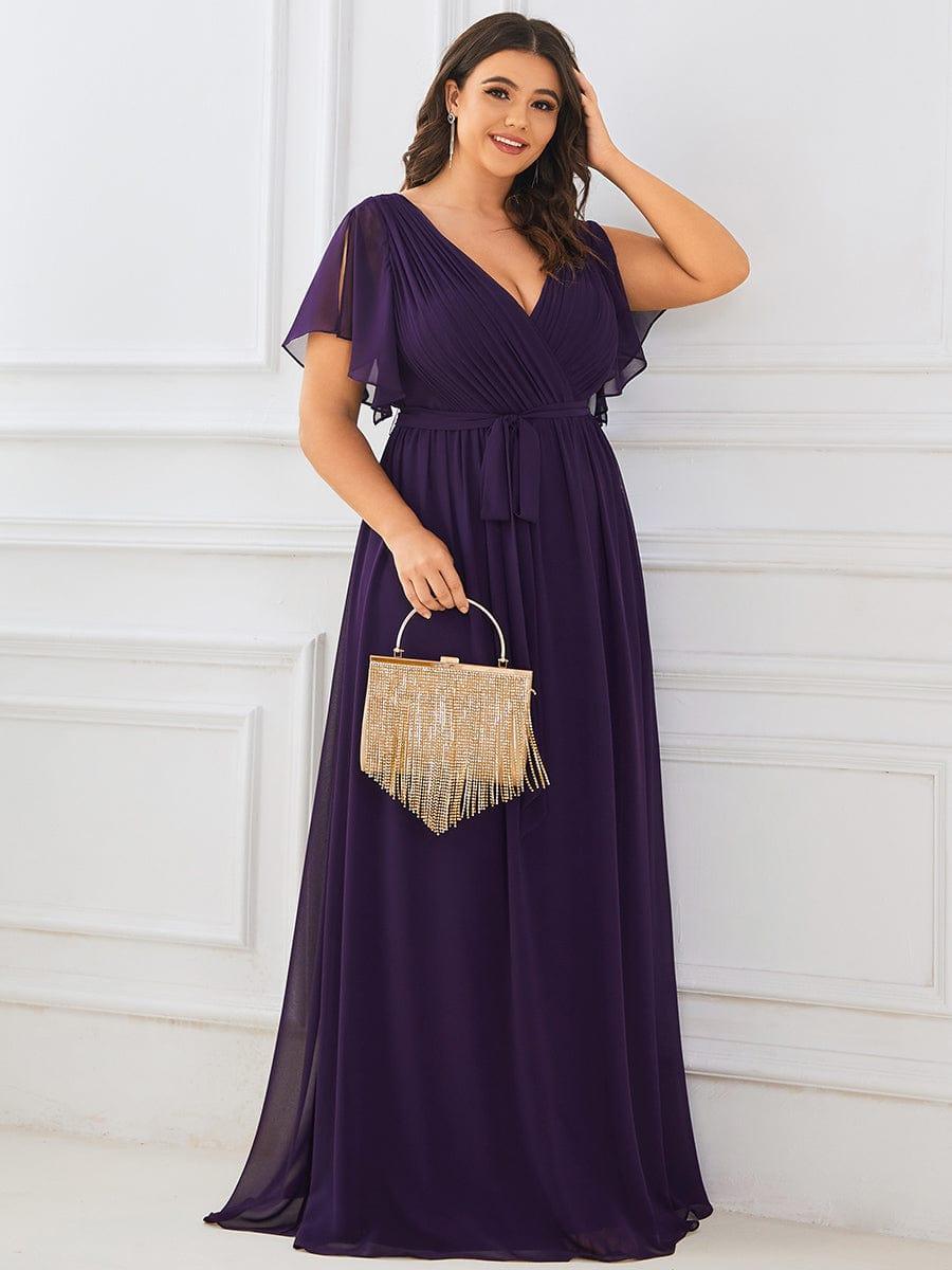 Chiffon V-Neck Maxi A-Line Evening Dress for Women