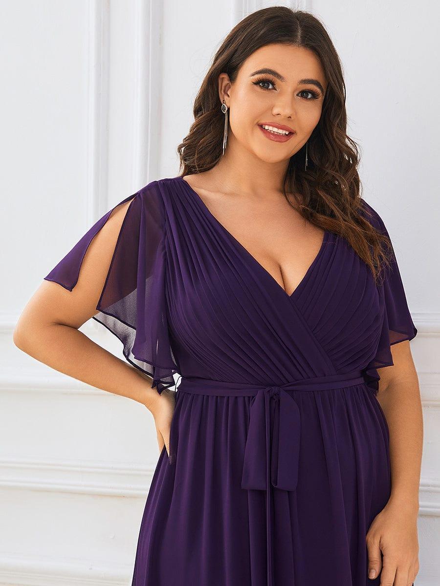 Chiffon V-Neck Maxi A-Line Evening Dress for Women