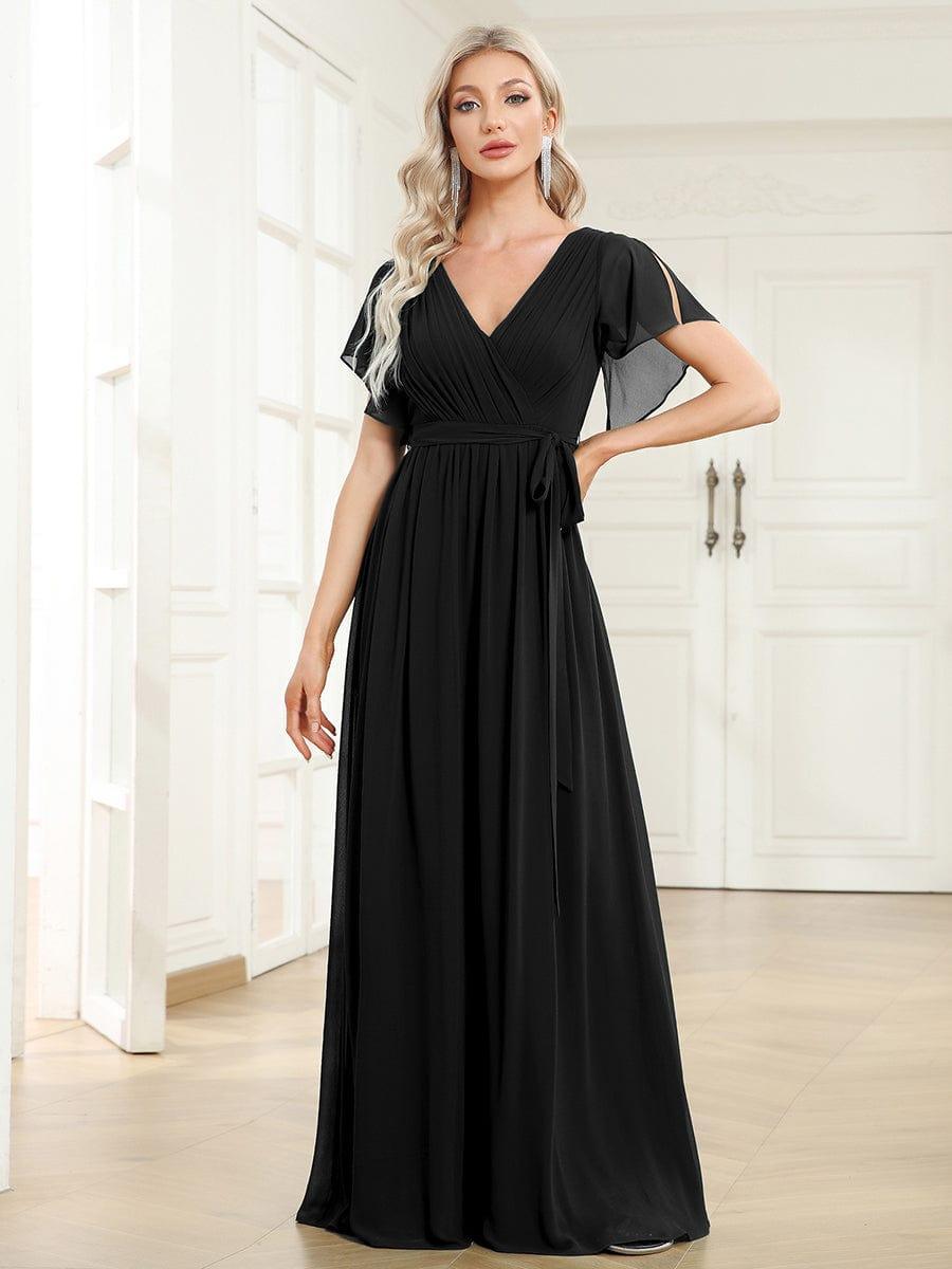 Chiffon V-Neck Maxi A-Line Evening Dress for Women