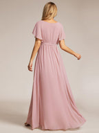 Chiffon V-Neck Maxi A-Line Evening Dress for Women