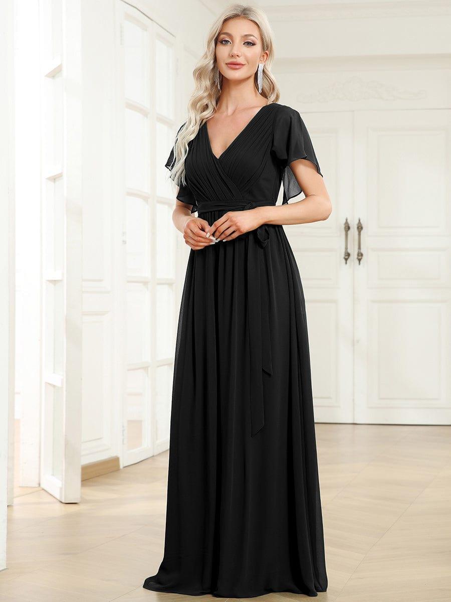Chiffon V-Neck Maxi A-Line Evening Dress for Women