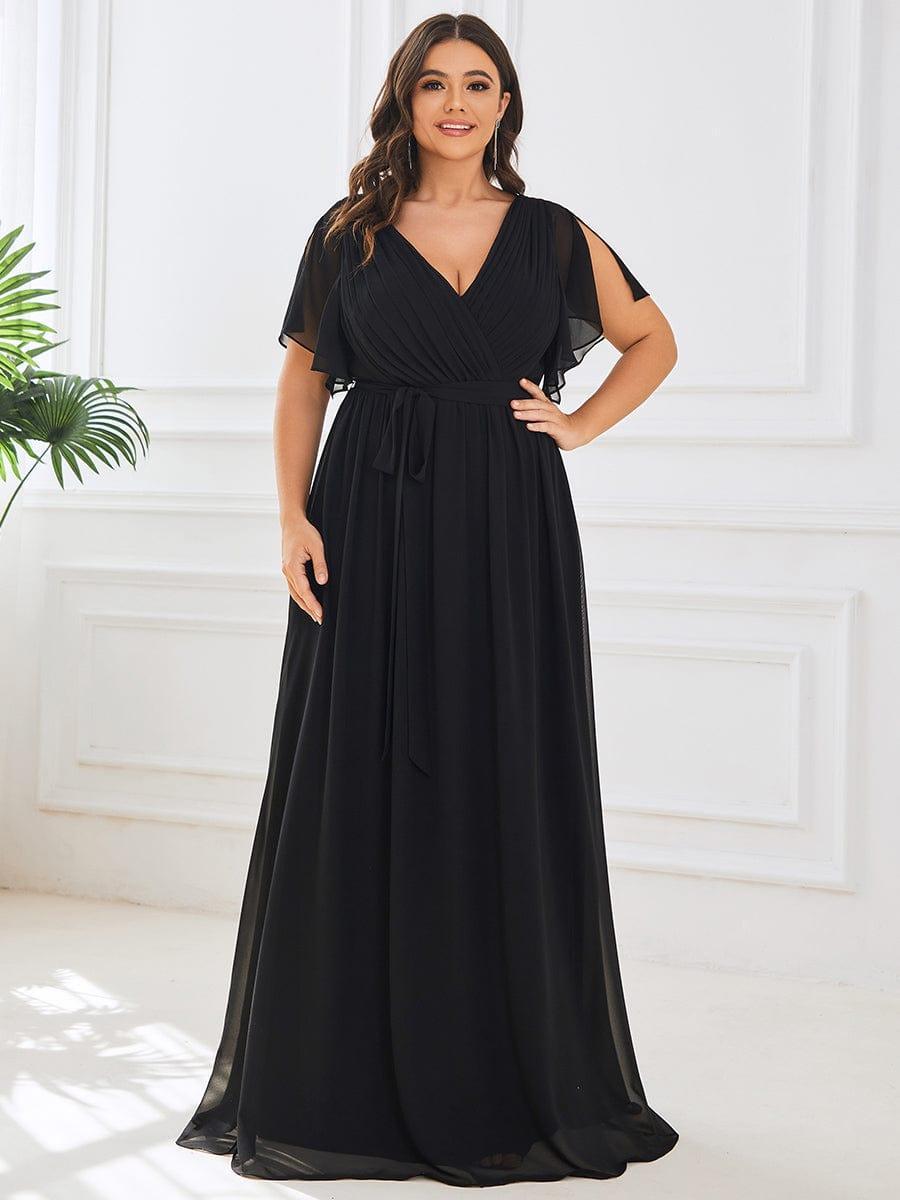 Chiffon V-Neck Maxi A-Line Evening Dress for Women
