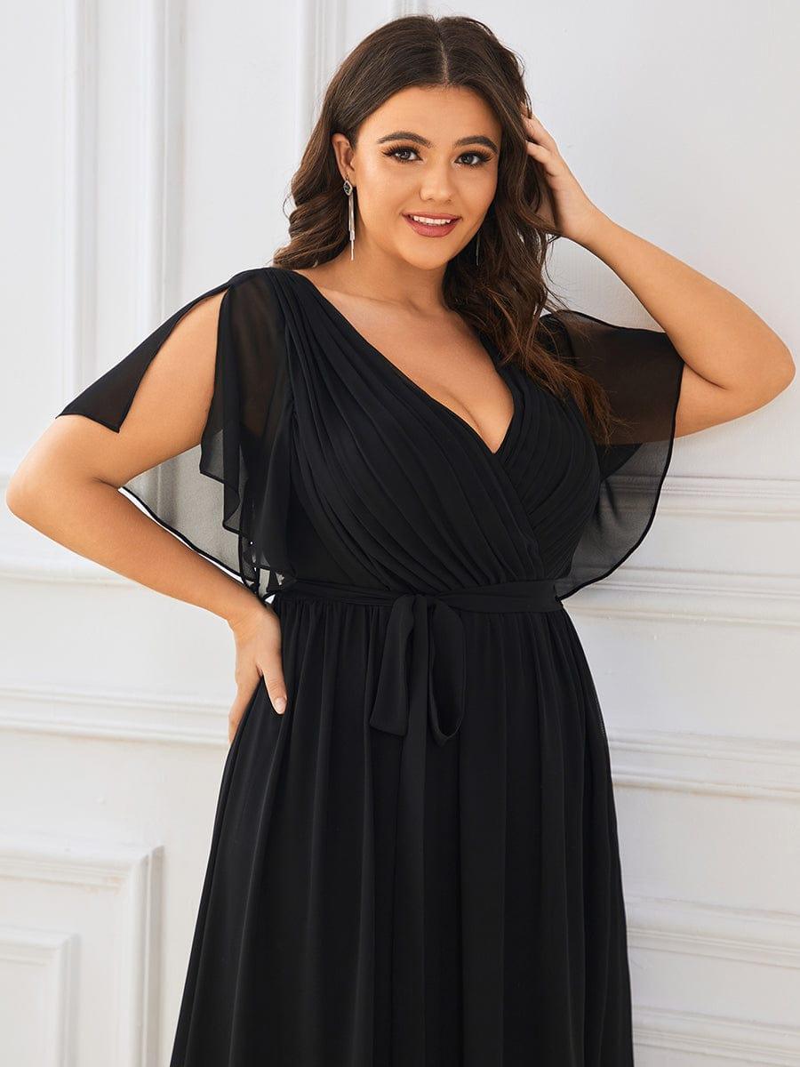 Chiffon V-Neck Maxi A-Line Evening Dress for Women
