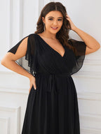 Chiffon V-Neck Maxi A-Line Evening Dress for Women