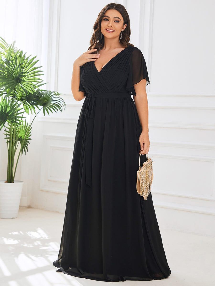 Chiffon V-Neck Maxi A-Line Evening Dress for Women
