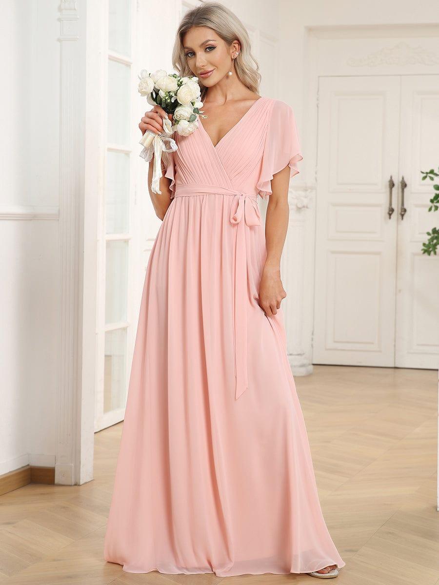Chiffon V-Neck Maxi A-Line Evening Dress for Women