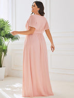 Chiffon V-Neck Maxi A-Line Evening Dress for Women