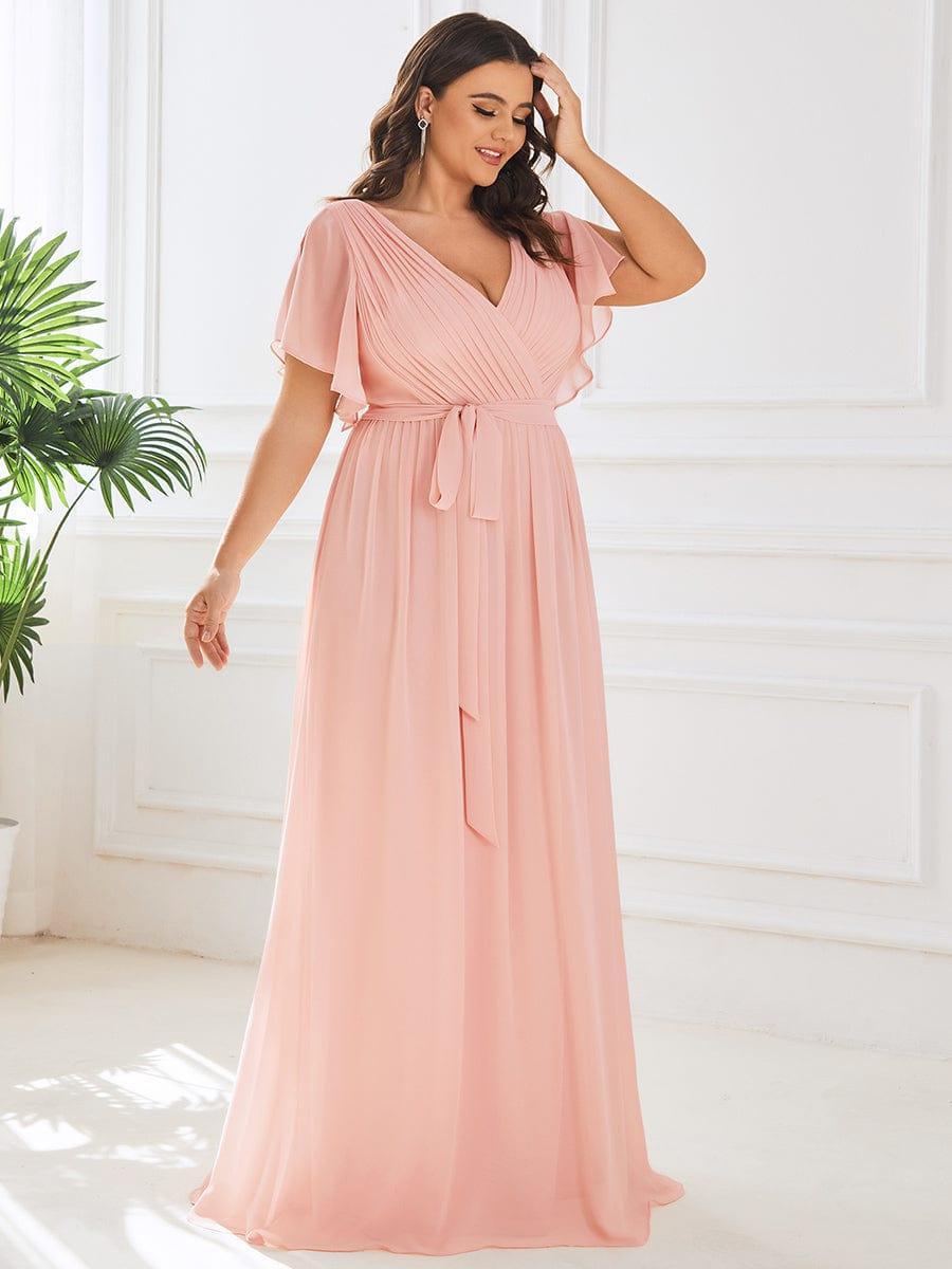 Chiffon V-Neck Maxi A-Line Evening Dress for Women