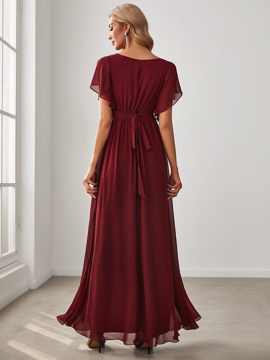 Chiffon V-Neck Maxi A-Line Evening Dress for Women