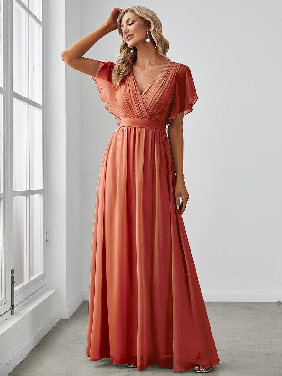 Chiffon V-Neck Maxi A-Line Evening Dress for Women