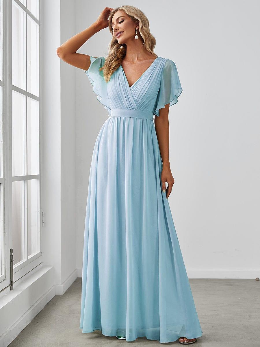 Chiffon V-Neck Maxi A-Line Evening Dress for Women