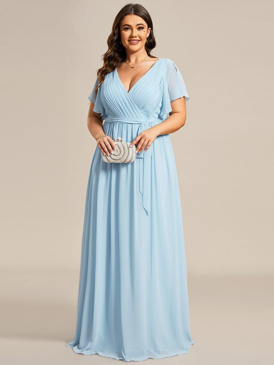 Chiffon V-Neck Maxi A-Line Evening Dress for Women