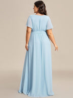 Chiffon V-Neck Maxi A-Line Evening Dress for Women