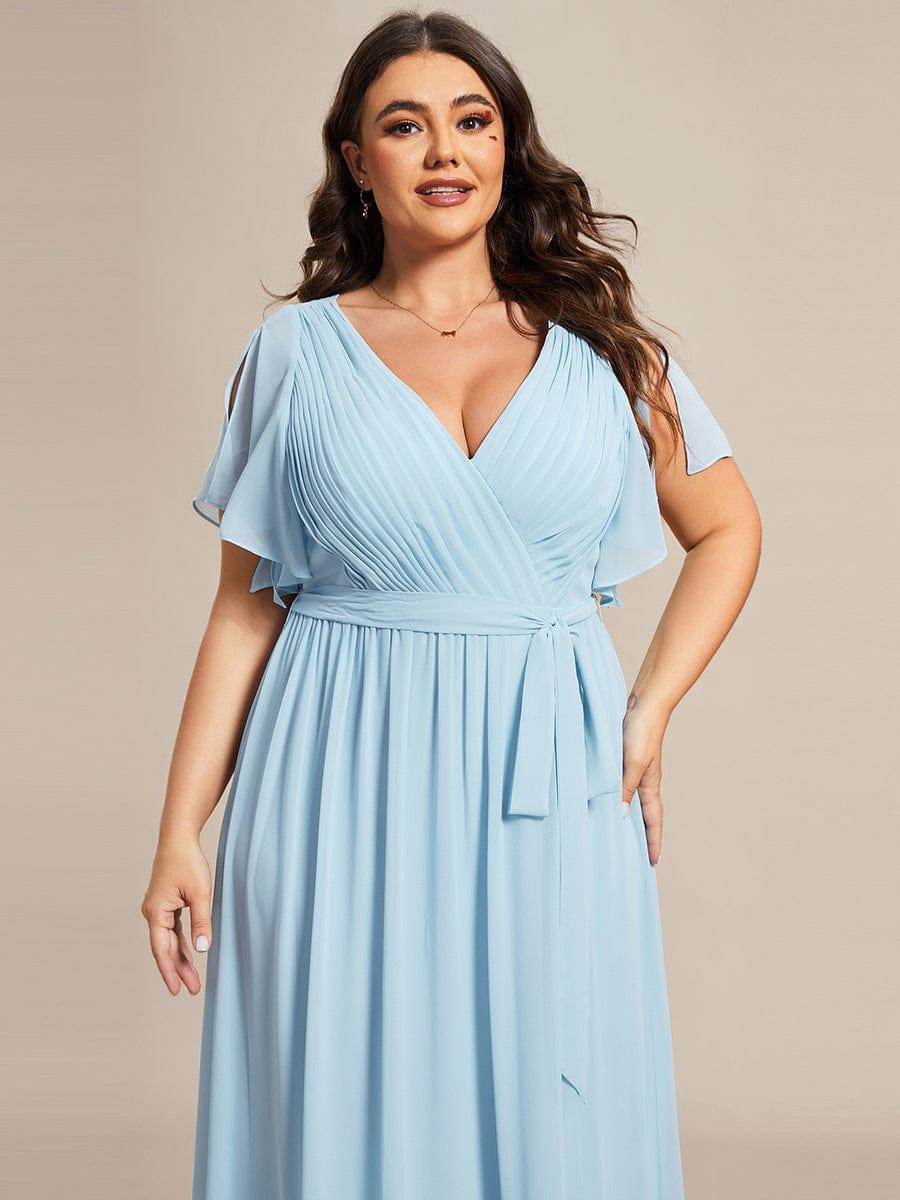 Chiffon V-Neck Maxi A-Line Evening Dress for Women
