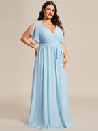 Chiffon V-Neck Maxi A-Line Evening Dress for Women