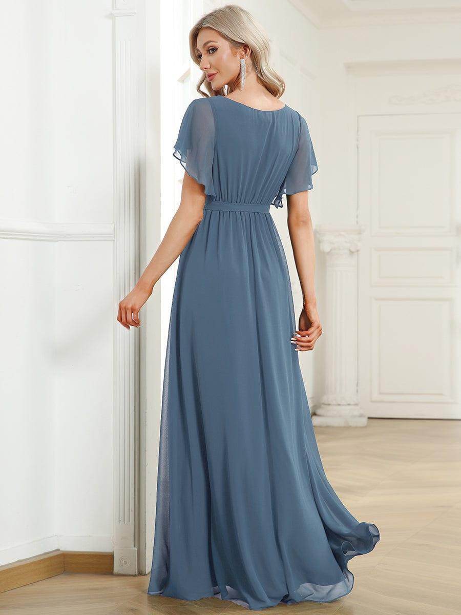 Chiffon V-Neck Maxi A-Line Evening Dress for Women