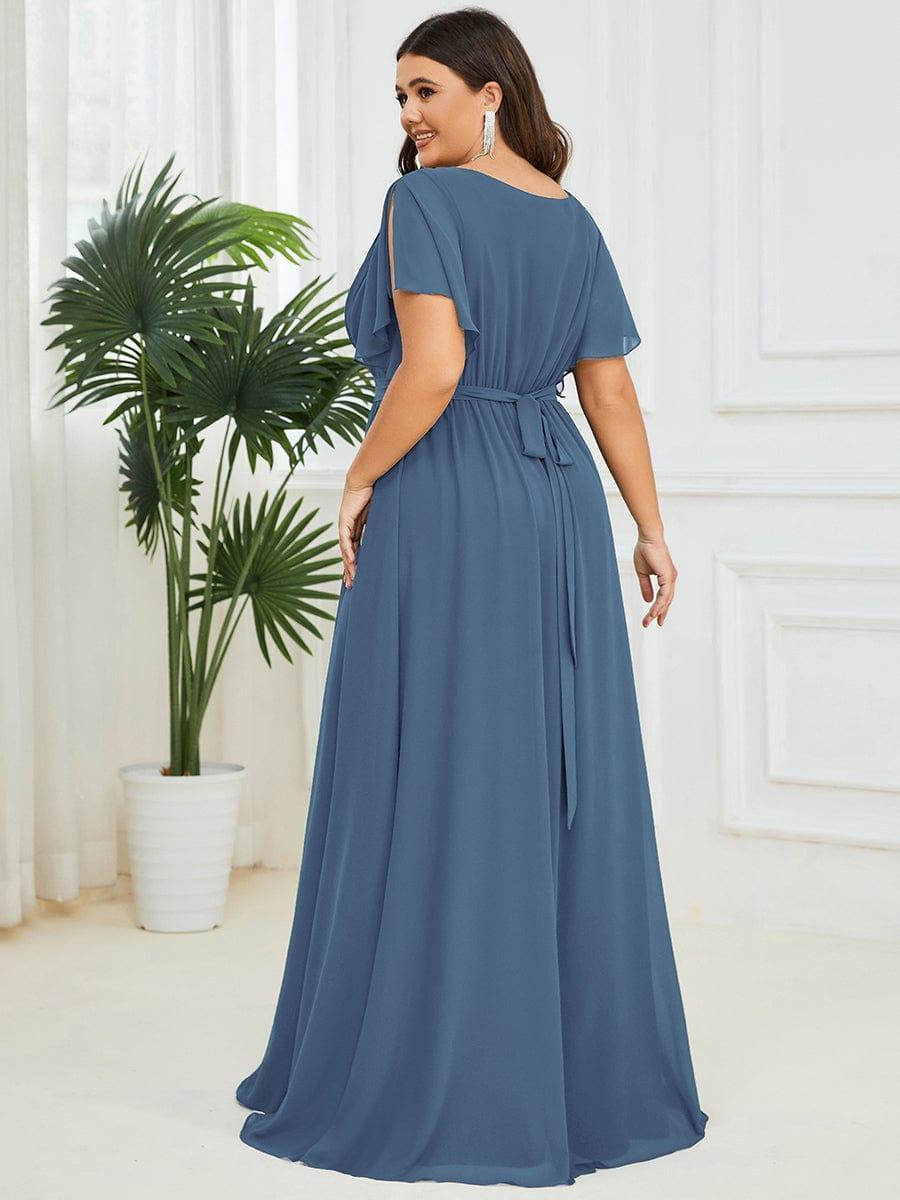Chiffon V-Neck Maxi A-Line Evening Dress for Women